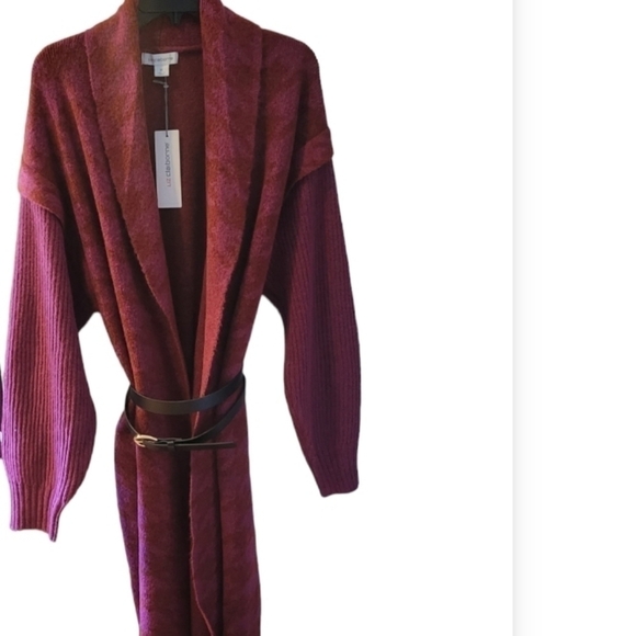 NEW! LIZ CLAIBORNE open belted sweater cardigan XL. - Picture 3 of 6